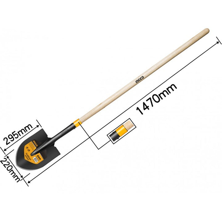Pala a punta con manico in legno 145cm