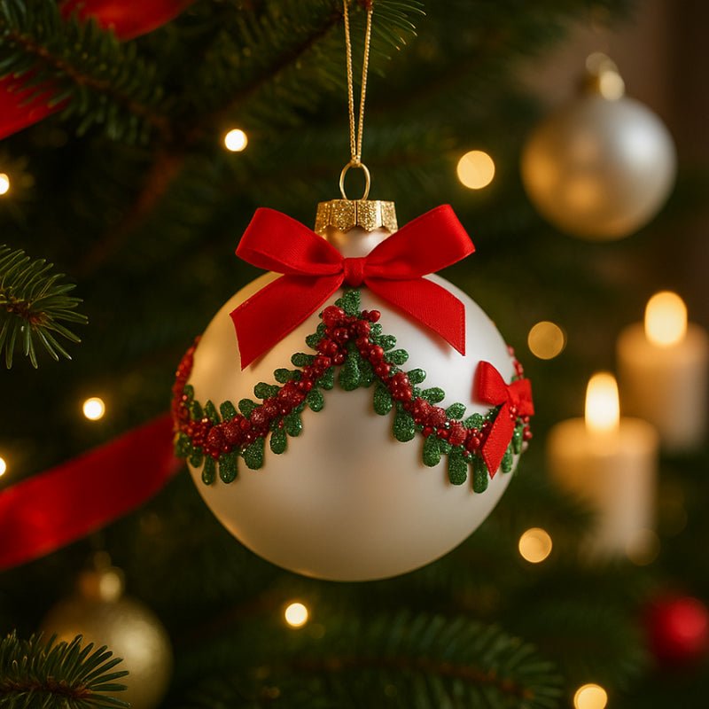 Palla in Vetro con Festoni Diametro 10 cm|EDG - Perrone Shop