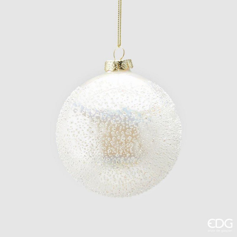 Palla in Vetro con Microbolle Diametro 10 cm Bianco| EDG - Perrone Shop
