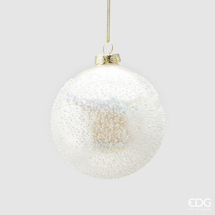 Palla in Vetro con  Microbolle Diametro 10 cm Bianco| EDG