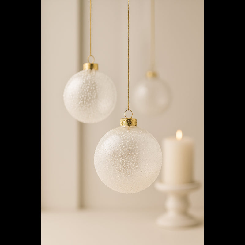 Palla in Vetro con  Microbolle Diametro 10 cm Bianco| EDG