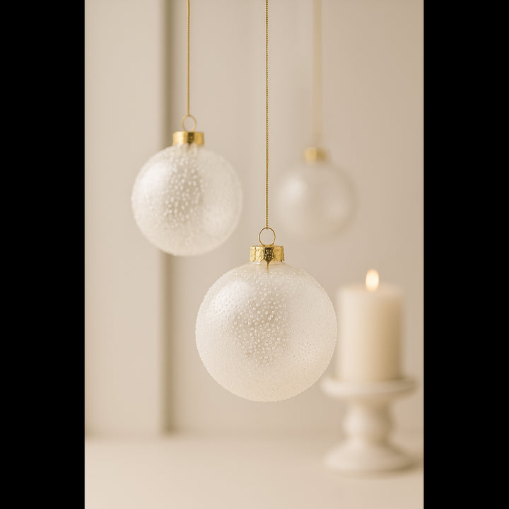 Palla in Vetro con  Microbolle Diametro 10 cm Bianco| EDG
