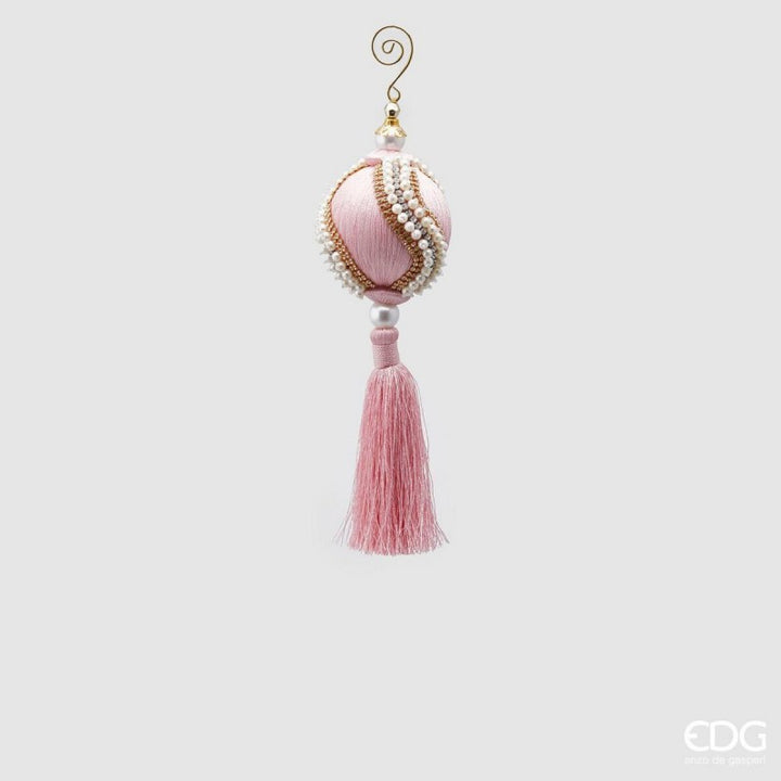 Pallina Decorativa In Nappa Con Perle H28 Diam.8| EDG