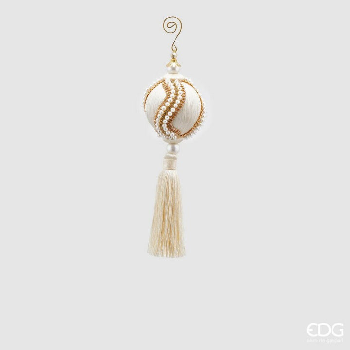 Pallina Decorativa In Nappa Con Perle H28 Diam.8| EDG