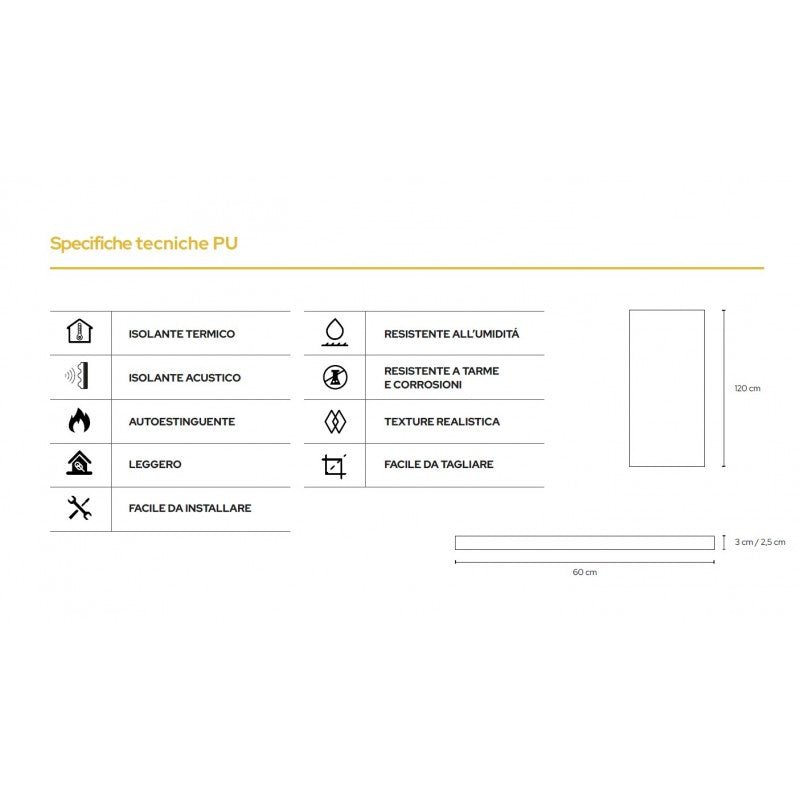 Pannello Effetto Pietra In PU 120x30 | OX Zeroper - Perrone Shop
