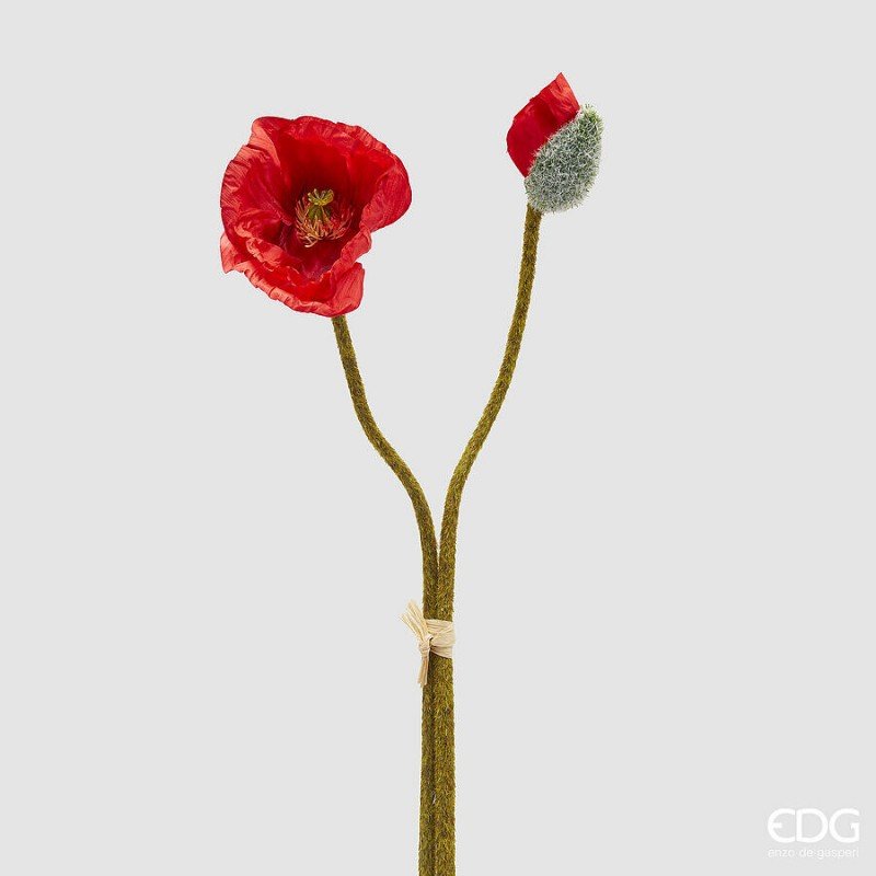 Fiore artificiale Papavero Ramo Bocciolo mazzetto 2pz H.70cm |EDG