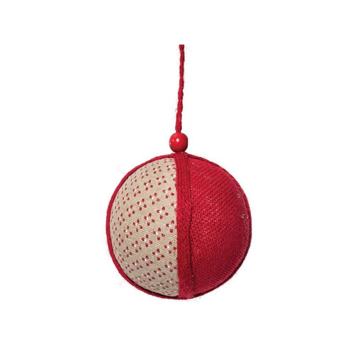 Pendente sfera in maglia rossa e avana Ø12cm