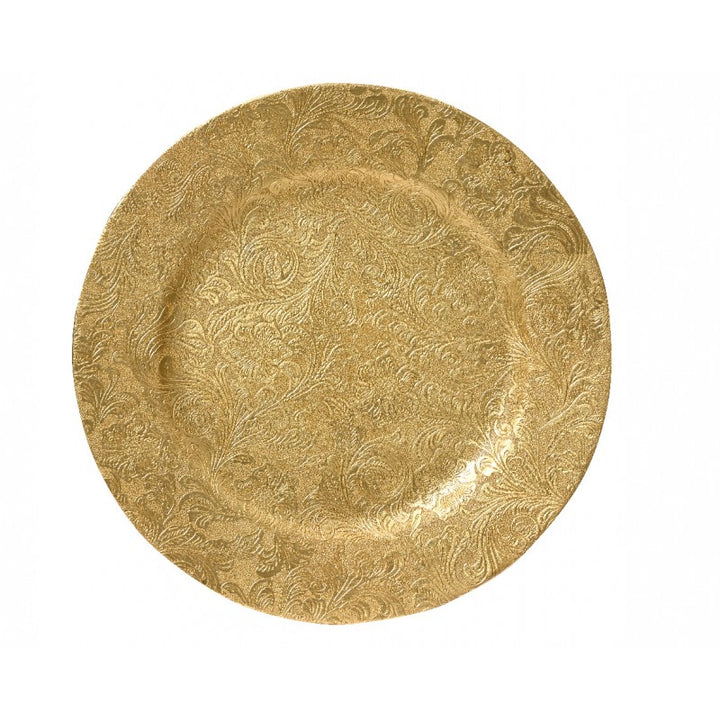 Piatto natalizio in alluminio con decorazione oro