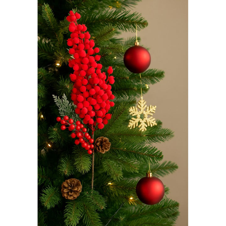 Pick Bacche Floccate Rosse 70cm| Mercury
