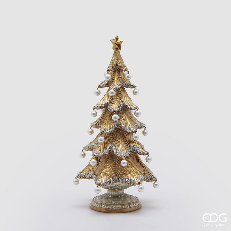 Albero da Tavolo Pino Poly con Perle Oro e Argento | EDG
