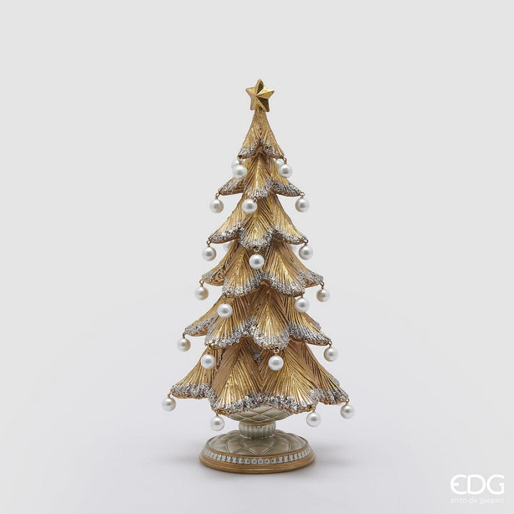 Albero da Tavolo Pino Poly con Perle Oro e Argento | EDG
