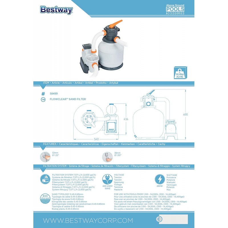 Pompa filtro a Sabbia Flowclear da 7.570 lt/h | Bestway