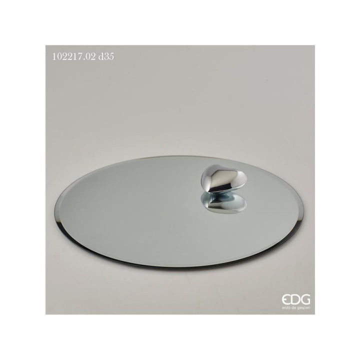 Porta candela specchio rotondo silver | EDG