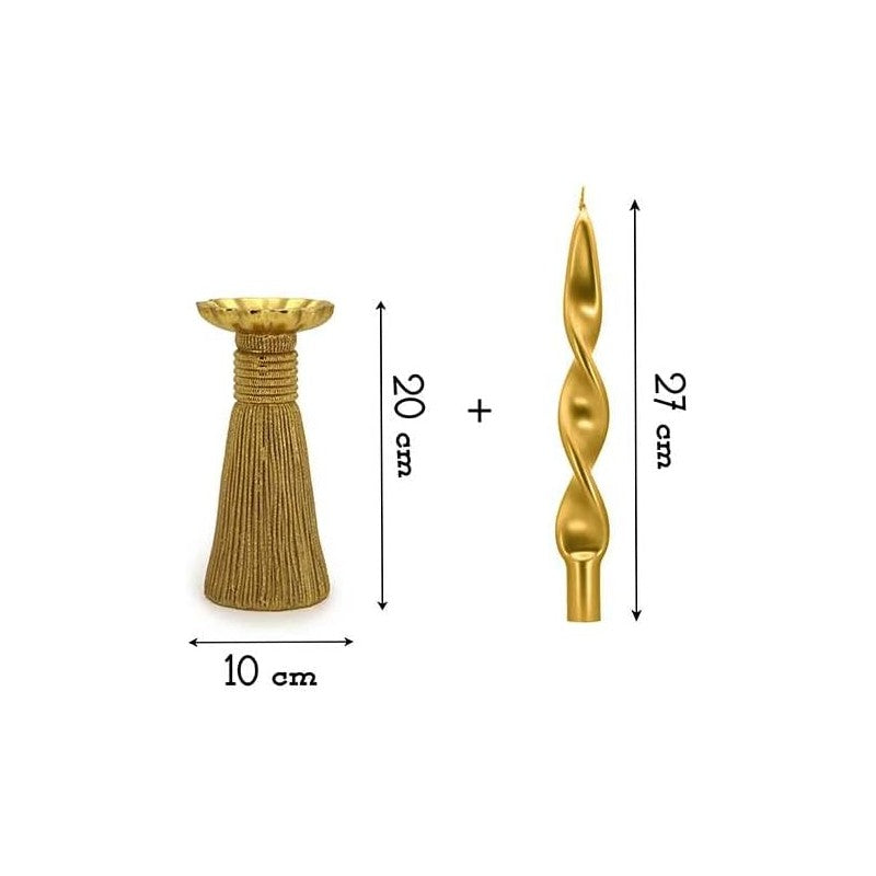 Portacandela Tassel Poly Oro 20cm