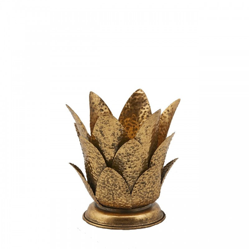 Portacandela Foglie Con Vetro