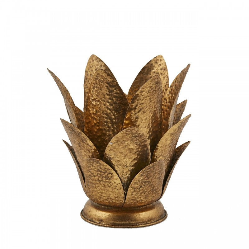 Portacandela Foglie Con Vetro