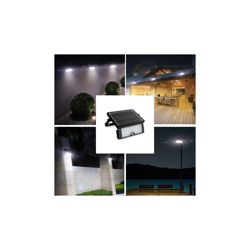 Proiettore Solare 1500lm 10w 4000k Nero