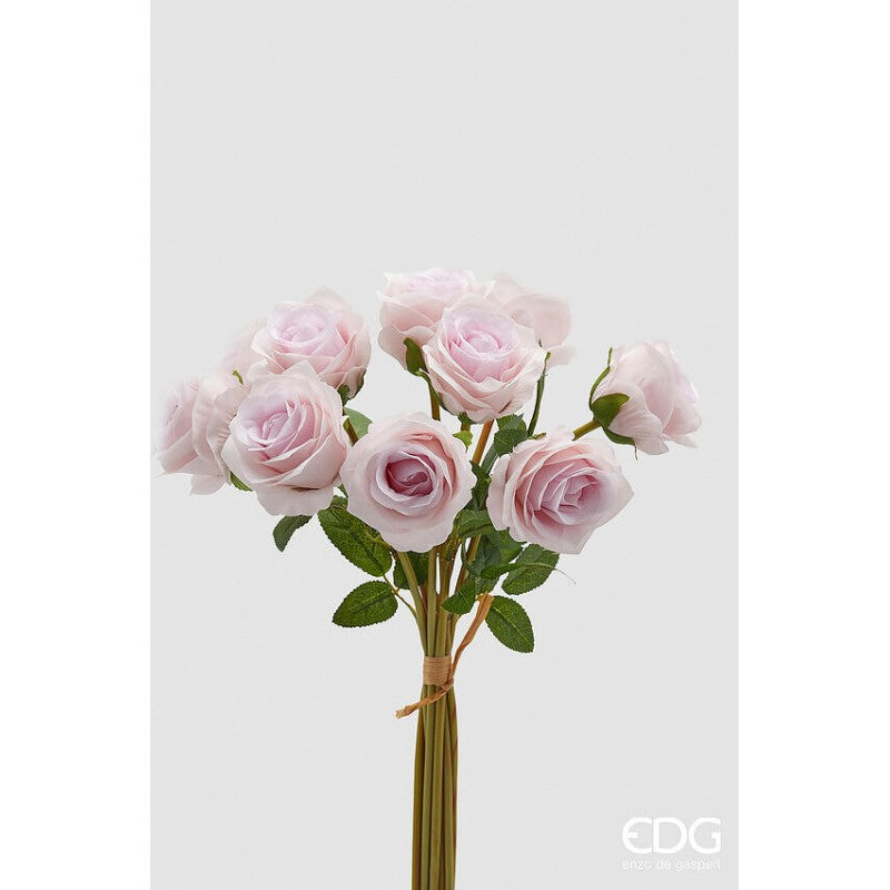 Pianta Artificiale Rosa Mazzo C/foglie  10 steli  |EDG
