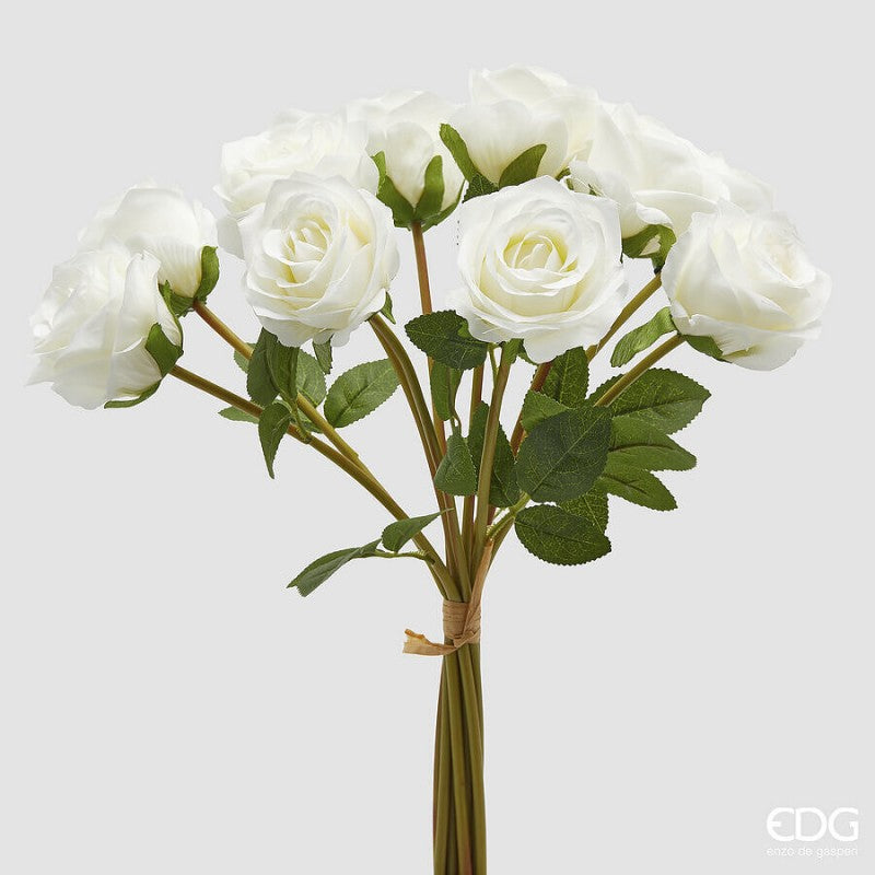 Pianta Artificiale Rosa Mazzo C/foglie  10 steli  |EDG