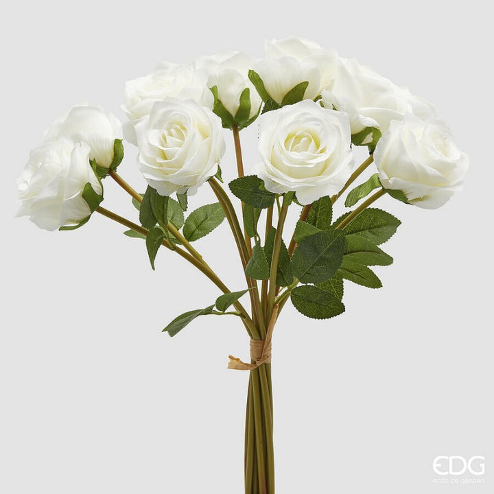 Pianta Artificiale Rosa Mazzo C/foglie  10 steli  |EDG
