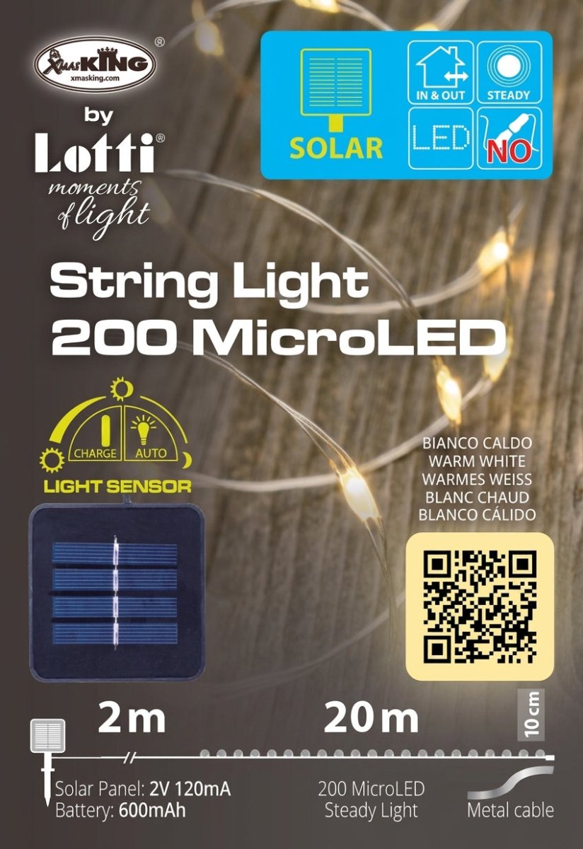 Catena solare 20 m con 200 MicroLED luce calda - Perrone Shop