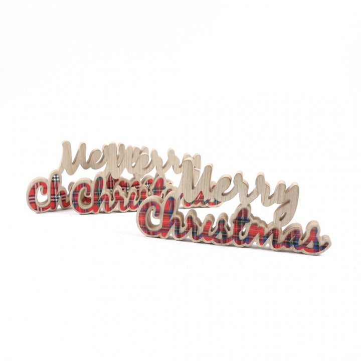 Scritta Christmas Tartan Legno  |Mercury