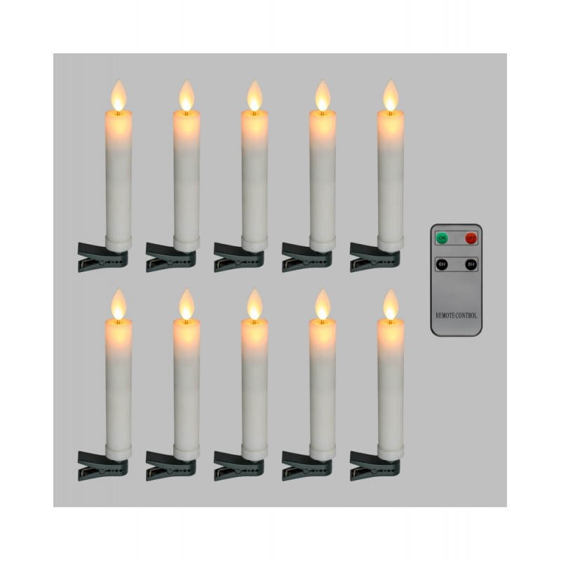 Set 10 candele per albero di Natale