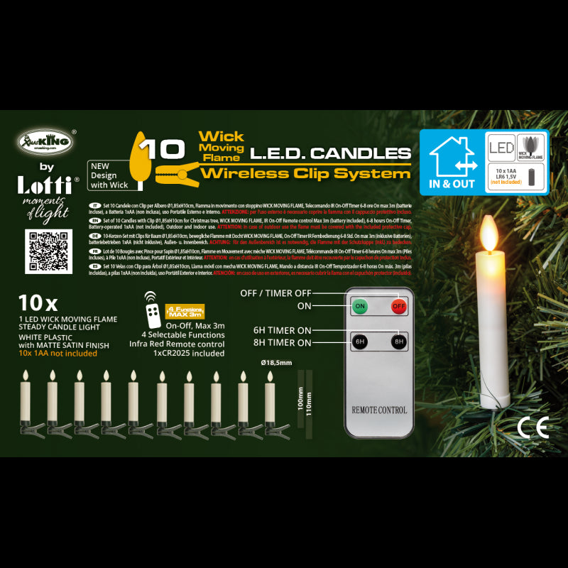 Set 10 candele per albero di Natale