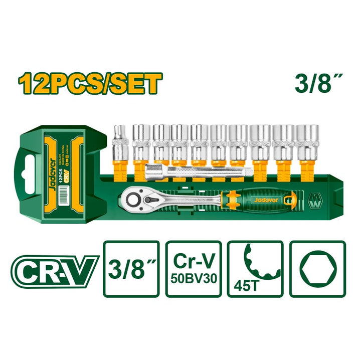 Set 12 Pz Cricchetto 3/8 Poll