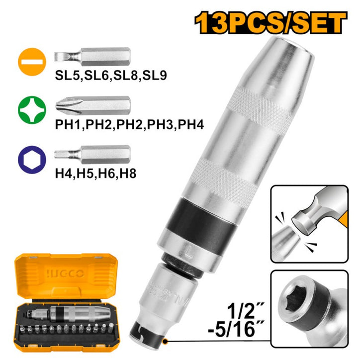 Set 13pz Cacciavite Impatto Con Bit