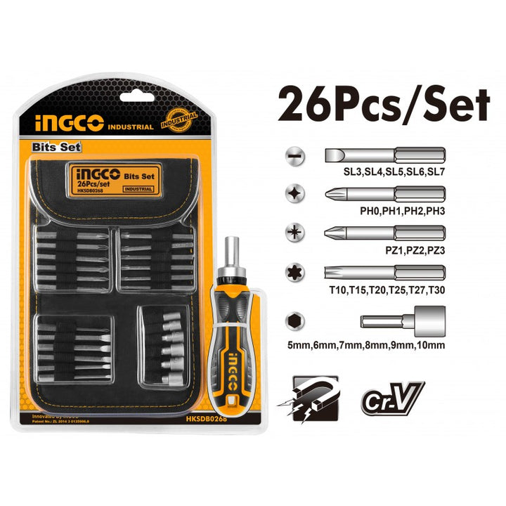 Set 26 inserti Ingco con cacciavite
