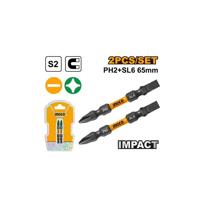 SET 2 PZ CACCIAVITI BIT 65 MM MAGNETICO PH2+SL6