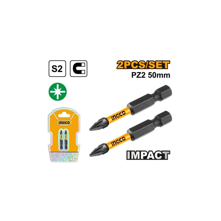Set 2pz punte Bit a percussione con magnete 50 mm
