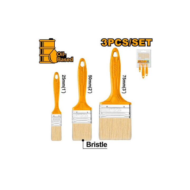 Set 3 Pennelli in Setola Bionda con Manico in Plastica