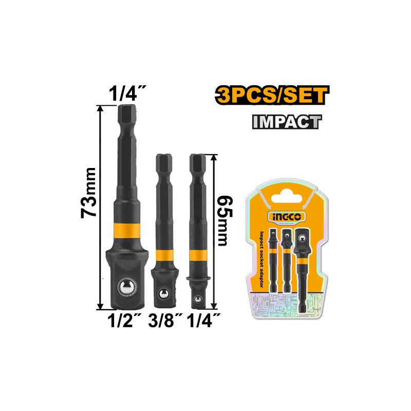Set 3 Adattatori per Bussole ad Impatto 1/4" – 3/8" – 1/2"