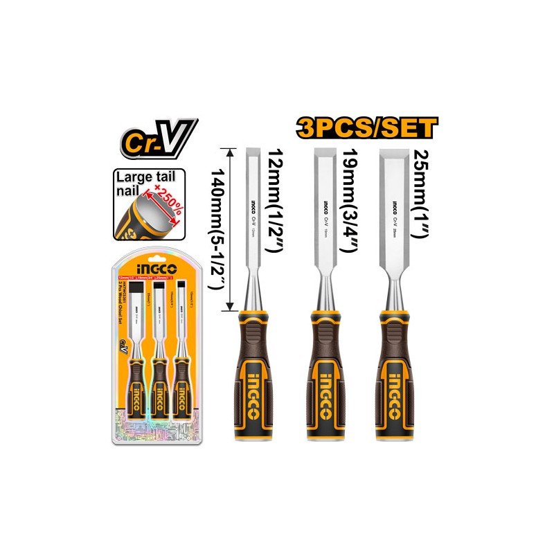 Set 3 scalpelli per legno 12 - 19 - 25 mm - Perrone Shop
