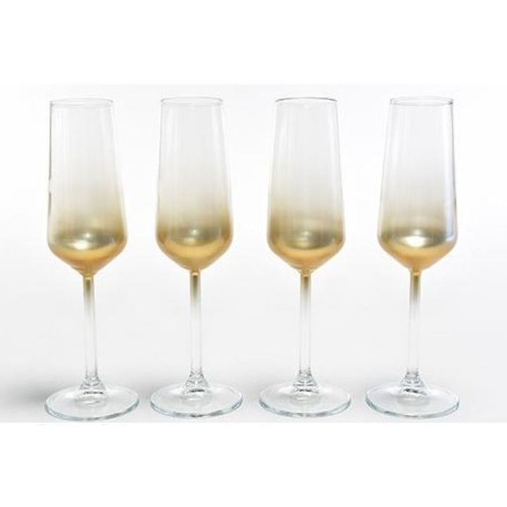 Set 4 Calici Vetro Flute Aurum Oro