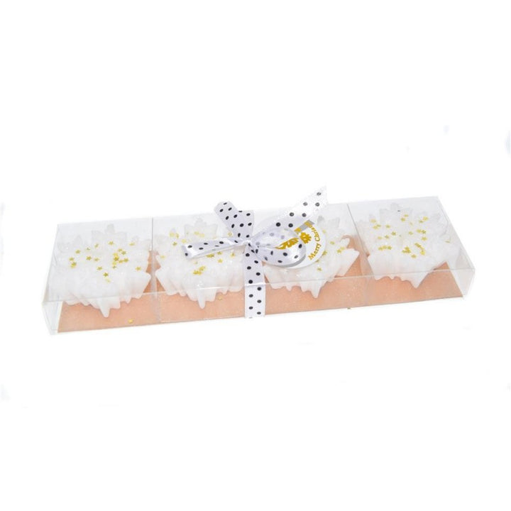 Set 4 candele fiocchi di neve con glitter