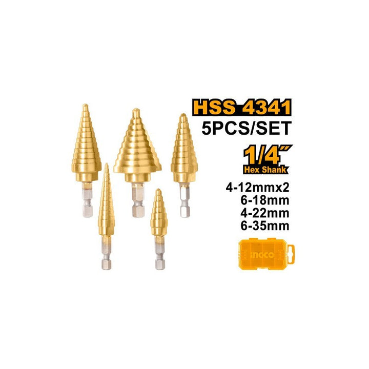 SET 5 PUNTE PER TRAPANO A GRADINI HSS 4341