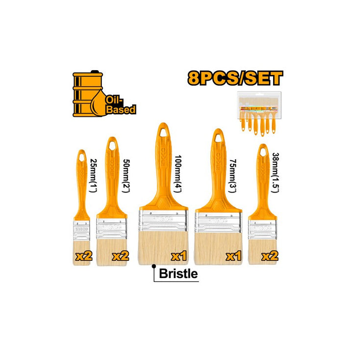 Set 8 Pennelli a Setola Bionda con Manico in Plastica