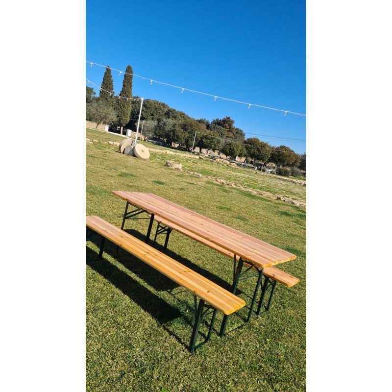 Set Birreria con Tavolo e 2 Panche 200x60cm