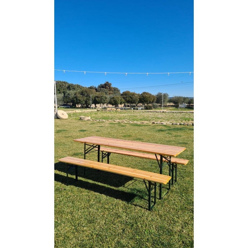 Set Birreria con Tavolo e 2 Panche 200x60cm