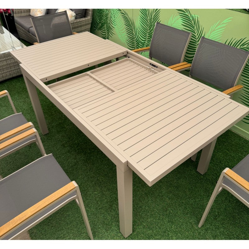 Set da giardino grigio tortora con tavolo estensibile Zeus + 6 sedie Era Xone