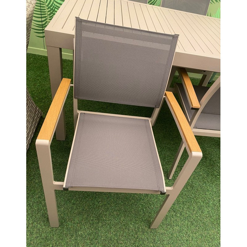 Set da giardino grigio tortora con tavolo estensibile Zeus + 6 sedie Era Xone