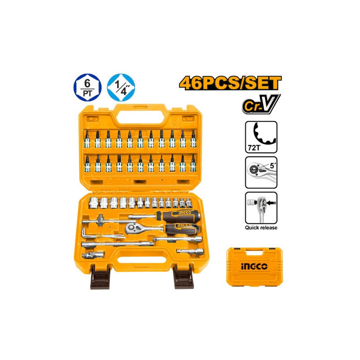 Set Valigetta 42 Pezzi Bussole 1/4" in Acciaio Cr-V