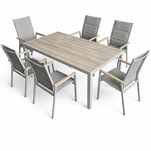 Set da Giardino Asterix greige natural moderno – Tavolo e 6 Sedie | Xone - Perrone Shop