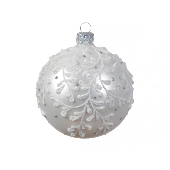 Palla di Natale in vetro bianca D 8 cm
