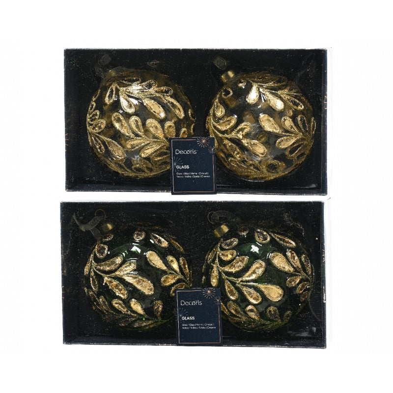 Sfera Vetro con Foglie Oro D10 cm Assortito