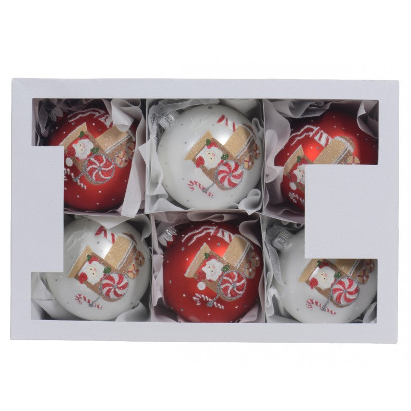 Palla di Natale in vetro opaco Babbo Natale su Treno