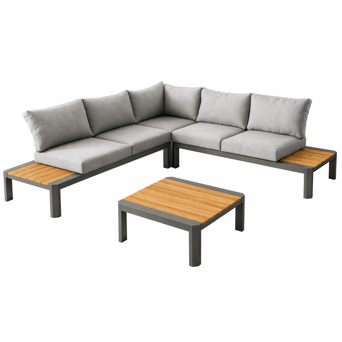 Set Angolare da giardino Sydney in Alluminio e Teak Antracite Xone - Perrone Shop